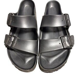 Birkenstock Sandals Arizona EVA Unisex Size 39 Men 6.5 WM 8.5 Anthracite Metalic